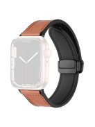 Magnetic Strap for Apple Watch Series 10 42mm / 9 8 7 41mm / SE (2023) SE (2022) SE 6 5 4 40mm / 3 2 1 38mm Leather Coated Silicone Watchband - Brown