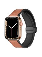 Magnetic Strap for Apple Watch Series 10 42mm / 9 8 7 41mm / SE (2023) SE (2022) SE 6 5 4 40mm / 3 2 1 38mm Leather Coated Silicone Watchband - Brown