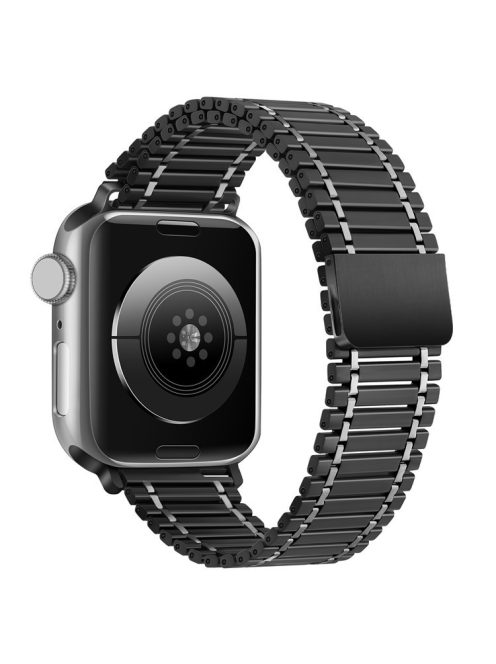 Magnetic Strap for Apple Watch Series 10 42mm / 9 8 7 41mm / SE (2023) SE (2022) SE 6 5 4 40mm / 3 2 1 38mm Stainless Steel Watchband - Black+Silver