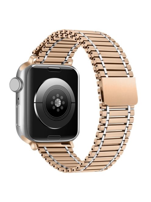 Magnetic Strap for Apple Watch Series 10 42mm / 9 8 7 41mm / SE (2023) SE (2022) SE 6 5 4 40mm / 3 2 1 38mm Stainless Steel Watchband - Rose Gold+Silver