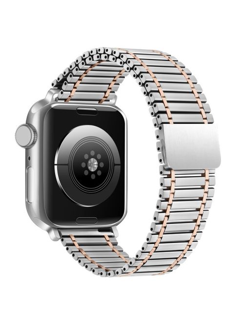 Magnetic Strap for Apple Watch Series 10 42mm / 9 8 7 41mm / SE (2023) SE (2022) SE 6 5 4 40mm / 3 2 1 38mm Stainless Steel Watchband - Silver+Rose Gold