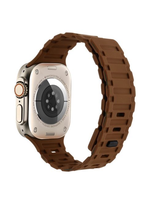 Magnetic Watch Band for Apple Watch Series 10 42mm / 9 8 7 41mm / SE (2023) SE (2022) SE 6 5 4 40mm / 3 2 1 38mm Tank Style Silicone Bracelet Strap - Brown