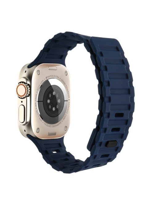 Magnetic Watch Band for Apple Watch Series 10 42mm / 9 8 7 41mm / SE (2023) SE (2022) SE 6 5 4 40mm / 3 2 1 38mm Tank Style Silicone Bracelet Strap - Midnight Blue