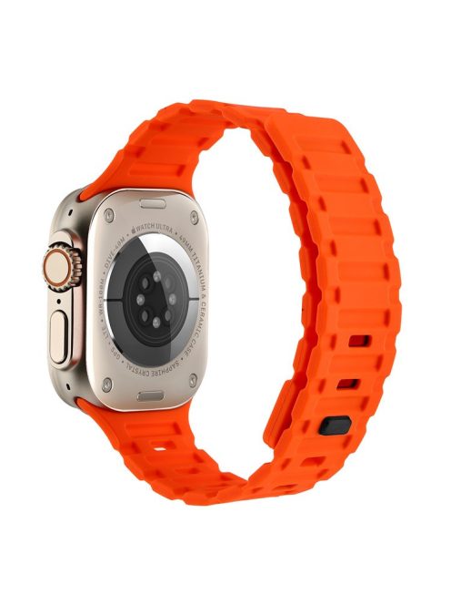 Magnetic Watch Band for Apple Watch Series 10 42mm / 9 8 7 41mm / SE (2023) SE (2022) SE 6 5 4 40mm / 3 2 1 38mm Tank Style Silicone Bracelet Strap - Orange