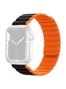 Magnetic Watch Band for Apple Watch Series 10 46mm / Ultra 2 Ultra 49mm /  Series 9 8 7 45mm / 6 5 4 SE (2023) SE (2022) SE 44mm / 3 2 1 42mm Dual Color Silicone Watch Strap - Black / Orange