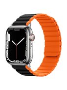 Magnetic Watch Band for Apple Watch Series 10 46mm / Ultra 2 Ultra 49mm /  Series 9 8 7 45mm / 6 5 4 SE (2023) SE (2022) SE 44mm / 3 2 1 42mm Dual Color Silicone Watch Strap - Black / Orange