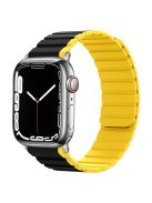 Magnetic Watch Band for Apple Watch Series 10 46mm / Ultra 2 Ultra 49mm /  Series 9 8 7 45mm / 6 5 4 SE (2023) SE (2022) SE 44mm / 3 2 1 42mm Dual Color Silicone Watch Strap - Black / Yellow