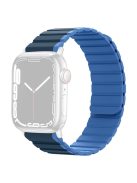 Magnetic Watch Band for Apple Watch Series 10 46mm / Ultra 2 Ultra 49mm /  Series 9 8 7 45mm / 6 5 4 SE (2023) SE (2022) SE 44mm / 3 2 1 42mm Dual Color Silicone Watch Strap - Dark Blue / Baby Blue