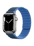 Magnetic Watch Band for Apple Watch Series 10 46mm / Ultra 2 Ultra 49mm /  Series 9 8 7 45mm / 6 5 4 SE (2023) SE (2022) SE 44mm / 3 2 1 42mm Dual Color Silicone Watch Strap - Dark Blue / Baby Blue