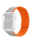 Magnetic Watch Band for Apple Watch Series 10 46mm / Ultra 2 Ultra 49mm /  Series 9 8 7 45mm / 6 5 4 SE (2023) SE (2022) SE 44mm / 3 2 1 42mm Dual Color Silicone Watch Strap - Grey / Orange