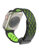 Magnetic Watch Strap for Apple Watch Series 10 42mm / 9 8 7 41mm / SE (2023) SE (2022) SE 6 5 4 40mm / 3 2 1 38mm Dual-Color Silicone Band Bracelet - Black+Green