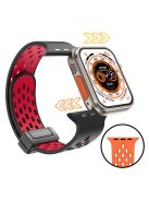 Magnetic Watch Strap for Apple Watch Series 10 42mm / 9 8 7 41mm / SE (2023) SE (2022) SE 6 5 4 40mm / 3 2 1 38mm Dual-Color Silicone Band Bracelet - Black+Grey