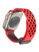 Magnetic Watch Strap for Apple Watch Series 10 42mm / 9 8 7 41mm / SE (2023) SE (2022) SE 6 5 4 40mm / 3 2 1 38mm Dual-Color Silicone Band Bracelet - Red+Black