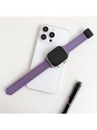 Magnetic Watchband for Apple Watch Series 10 42mm / 9 8 7 41mm / SE (2023) SE (2022) SE 6 5 4 40mm / 3 2 1 38mm Leather+Silicone Strap - Purple