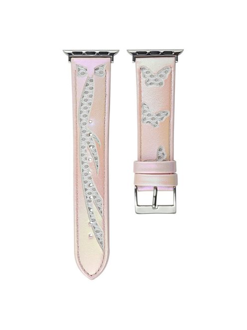 Mesh + Leather Strap for Apple Watch Series 10 46mm / Ultra 2 Ultra 49mm / Series 9 8 7 45mm / SE (2023) SE (2022) SE 6 5 4 44mm / 3 2 1 42mm - Light Pink