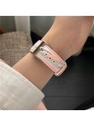 Mesh + Leather Strap for Apple Watch Series 10 46mm / Ultra 2 Ultra 49mm / Series 9 8 7 45mm / SE (2023) SE (2022) SE 6 5 4 44mm / 3 2 1 42mm - Light Pink