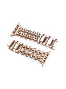 Metal Band for Apple Watch Series 10 42mm / 9 8 7 41mm / SE (2023) SE (2022) SE 6 5 4 40mm / 3 2 1 38mm Double-Row Heart Alloy Watch Strap - Rose Gold