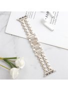 Metal Band for Apple Watch Series 10 42mm / 9 8 7 41mm / SE (2023) SE (2022) SE 6 5 4 40mm / 3 2 1 38mm Double-Row Heart Alloy Watch Strap - Starlight