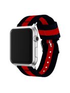 Metal Buckle Woven Nylon Watch Strap Replacement for Apple Watch Series 10 46mm / Ultra 2 Ultra 49mm / 9 8 7 45mm / SE (2023) SE (2022) SE 6 5 4 44mm / 3 2 1 42mm - Black / Red