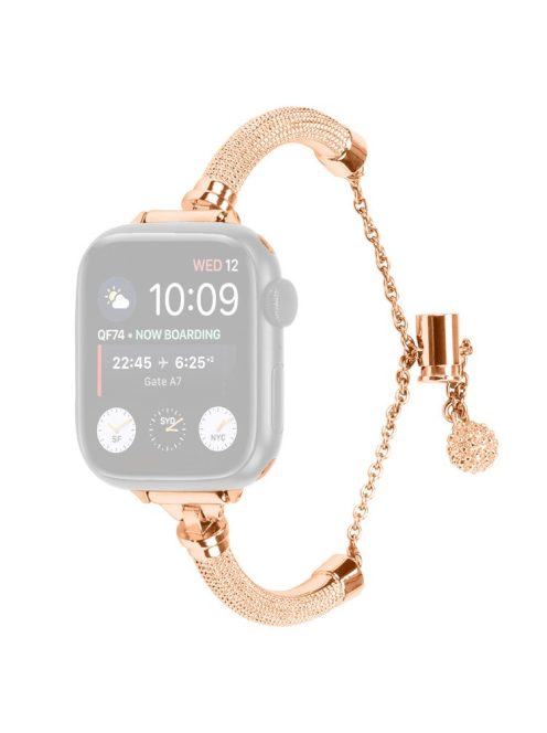 Metal Smart Watch Band for Apple Watch Series 10 42mm / 9 8 7 41mm / SE (2023) SE (2022) SE 6 5 4 40mm / 3 2 1 38mm Bracelet Wrist Strap - Rose Gold