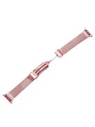 Metal Strap for Apple Watch Series 10 42mm / 9 8 7 41mm / SE (2023) SE (2022) SE 6 5 4 40mm / 3 2 1 38mm Fine Mesh Milanese Band with Folding Clasp - Pink