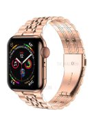 Metal Watch Band 7-Beads Stainless Steel Bracelet Strap Replacement for Apple Watch Series 10 42mm / 9 8 7 41mm / 6 5 4 SE SE (2022) SE (2023) 40mm / 3 2 1 38mm - Rose Gold