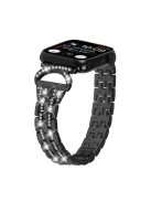 Metal Watch Band for Apple Watch Series 10 46mm / Ultra 2 Ultra 49mm /  Series 9 8 7 45mm / 6 5 4 SE (2023) SE (2022) SE 44mm / 3 2 1 42mm , 5-Bead Rhinestone Decor Stainless Steel Bracelet - Black