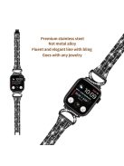 Metal Watch Band for Apple Watch Series 10 46mm / Ultra 2 Ultra 49mm /  Series 9 8 7 45mm / 6 5 4 SE (2023) SE (2022) SE 44mm / 3 2 1 42mm , 5-Bead Rhinestone Decor Stainless Steel Bracelet - Black