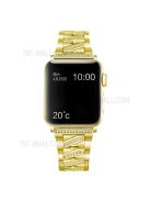 Metal Watchband X Design Rhinestone Decor Watch Band Strap Replacement for Apple Watch Series 10 46mm / Ultra 2 Ultra 49mm / 9 8 7 45mm / SE (2023) SE (2022) SE 6 5 4 44mm / 3 2 1 42mm - Gold