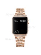 Metal Watchband X Design Rhinestone Decor Watch Band Strap Replacement for Apple Watch Series 10 46mm / Ultra 2 Ultra 49mm / 9 8 7 45mm / SE (2023) SE (2022) SE 6 5 4 44mm / 3 2 1 42mm - Rose Gold