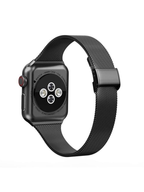 Milanese Fine Mash Stainless Steel Smart Watch Band for Apple Watch Series 10 42mm / 9 8 7 41mm / SE (2023) SE (2022) SE 6 5 4 40mm / 3 2 1 38mm - Black