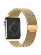 Milanese Mesh Stainless Steel Magnetic Watch Strap for Apple Watch Series 10 46mm / Ultra 2 Ultra 49mm / 9 8 7 45mm / SE (2023) SE (2022) SE 6 5 4 44mm / 3 2 1 42mm - Gold