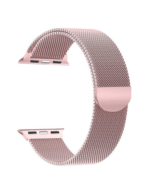 Milanese Mesh Stainless Steel Magnetic Watch Strap for Apple Watch Series 10 46mm / Ultra 2 Ultra 49mm / 9 8 7 45mm / SE (2023) SE (2022) SE 6 5 4 44mm / 3 2 1 42mm - Pink