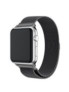 Milanese Semi-Circular Tail Watch Band for Apple Watch Series 10 42mm / 9 8 7 41mm / SE (2023) SE (2022) SE 6 5 4 40mm / 3 2 1 38mm, Adjustable Magnetic Stainless Steel Wristband - Black