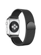 Milanese Semi-Circular Tail Watch Band for Apple Watch Series 10 42mm / 9 8 7 41mm / SE (2023) SE (2022) SE 6 5 4 40mm / 3 2 1 38mm, Adjustable Magnetic Stainless Steel Wristband - Black