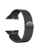 Milanese Semi-Circular Tail Watch Band for Apple Watch Series 10 42mm / 9 8 7 41mm / SE (2023) SE (2022) SE 6 5 4 40mm / 3 2 1 38mm, Adjustable Magnetic Stainless Steel Wristband - Black