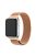 Milanese Semi-Circular Tail Watch Band for Apple Watch Series 10 42mm / 9 8 7 41mm / SE (2023) SE (2022) SE 6 5 4 40mm / 3 2 1 38mm, Adjustable Magnetic Stainless Steel Wristband - Champagne Gold