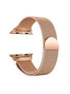 Milanese Semi-Circular Tail Watch Band for Apple Watch Series 10 42mm / 9 8 7 41mm / SE (2023) SE (2022) SE 6 5 4 40mm / 3 2 1 38mm, Adjustable Magnetic Stainless Steel Wristband - Champagne Gold