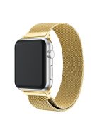 Milanese Semi-Circular Tail Watch Band for Apple Watch Series 10 42mm / 9 8 7 41mm / SE (2023) SE (2022) SE 6 5 4 40mm / 3 2 1 38mm, Adjustable Magnetic Stainless Steel Wristband - Gold