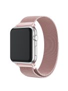 Milanese Semi-Circular Tail Watch Band for Apple Watch Series 10 42mm / 9 8 7 41mm / SE (2023) SE (2022) SE 6 5 4 40mm / 3 2 1 38mm, Adjustable Magnetic Stainless Steel Wristband - Rose Gold