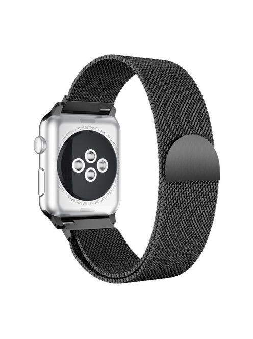 Milanese Watch Band for Apple Watch Series 10 46mm / Ultra 2 Ultra 49mm / 9 8 7 45mm / SE (2023) SE (2022) SE 6 5 4 44mm / 3 2 1 42mm, Semi-Circular Tail Magnetic Stainless Steel Watch Strap - Black