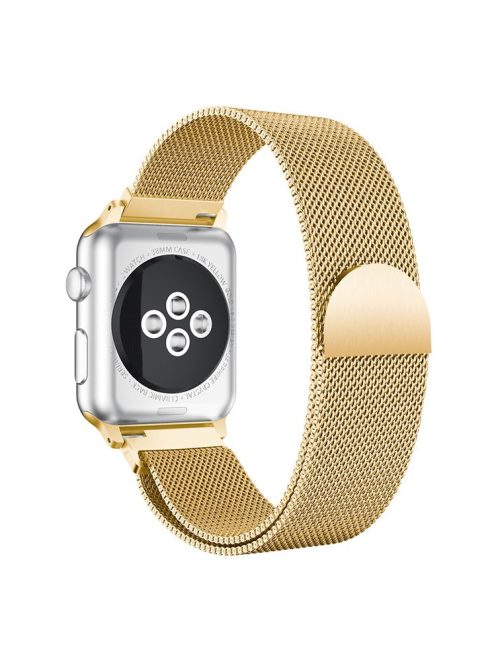 Milanese Watch Band for Apple Watch Series 10 46mm / Ultra 2 Ultra 49mm / 9 8 7 45mm / SE (2023) SE (2022) SE 6 5 4 44mm / 3 2 1 42mm, Semi-Circular Tail Magnetic Stainless Steel Watch Strap - Gold