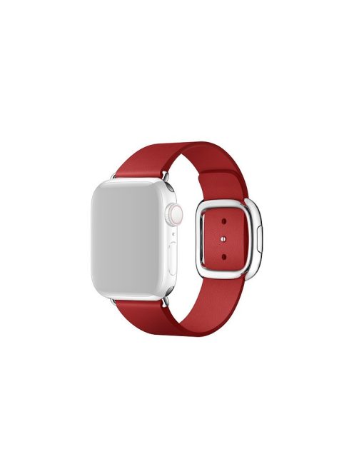 Modern Style Genuine Leather Watchband with Magnetic Buckle for Apple Watch Series 10 46mm / Ultra 2 Ultra 49mm / 9 8 7 45mm / SE (2023) SE (2022) SE 6 5 4 44mm / 3 2 1 42mm - Red