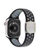 Multi-Holes Colorful Silicone Watch Strap for Apple Watch Ultra 49mm / Series 8 / 7 45mm / Series 6 / 5 / 4 / SE 44mm / Series 3 / 2 / 1 42mm - Black / Grey