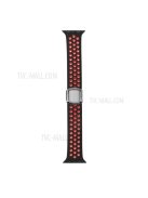 Multi-Holes Colorful Silicone Watch Strap for Apple Watch Ultra 49mm / Series 8 / 7 45mm / Series 6 / 5 / 4 / SE 44mm / Series 3 / 2 / 1 42mm - Black / Red