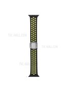 Multi-Holes Colorful Silicone Watch Strap for Apple Watch Ultra 49mm / Series 8 / 7 45mm / Series 6 / 5 / 4 / SE 44mm / Series 3 / 2 / 1 42mm - Black / Yellow