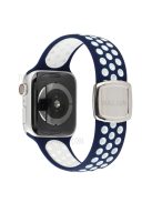 Multi-Holes Colorful Silicone Watch Strap for Apple Watch Ultra 49mm / Series 8 / 7 45mm / Series 6 / 5 / 4 / SE 44mm / Series 3 / 2 / 1 42mm - Blue / White