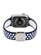 Multi-Holes Colorful Silicone Watch Strap for Apple Watch Ultra 49mm / Series 8 / 7 45mm / Series 6 / 5 / 4 / SE 44mm / Series 3 / 2 / 1 42mm - Blue / White