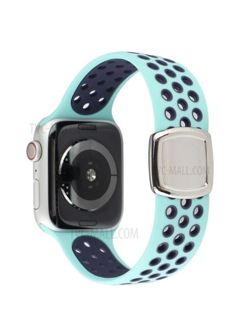 Multi-Holes Colorful Silicone Watch Strap for Apple Watch Ultra 49mm / Series 8 / 7 45mm / Series 6 / 5 / 4 / SE 44mm / Series 3 / 2 / 1 42mm - Green / Blue