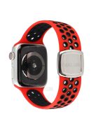 Multi-Holes Colorful Silicone Watch Strap for Apple Watch Ultra 49mm / Series 8 / 7 45mm / Series 6 / 5 / 4 / SE 44mm / Series 3 / 2 / 1 42mm - Red / Black